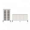 Abbey Modern 2-Piece Buffet and Bookcase in Maple and Off White | Buffet et bibliotheque modernes Abbey 2 pieces en erable et blanc casse