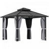 Outsunny 10' X 10' Hardtop Polycarbonate Gazebo With Netting And Curtains