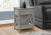 Accent Side End Table 2-Tier Bedroom Nightstand Storage Drawer Antique Grey Veneer Transitional|Table de bout, d’appoint et de nuit de style transitionnel à 2 niveaux, avec tiroir de rangement et placages gris antique pour la chambre à coucher