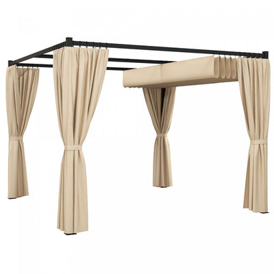 Outsunny 10' X 10' Patio Pergola With Retractable Canopy, Beige