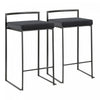 LumiSource Fuji Black Velvet Contemporary Stackable Counter-Height Stool - Set of 2|Tabouret superposable contemporain Fuji de hauteur comptoir en velours noir - ensemble de 2
