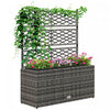 Outsunny Wicker Raised Garden Bed with Trellis, 42" Outdoor Planter, Grey