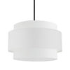Dainolite Priya 4 Light Pendant 22" Dia Matte Black White Shade Lamp|Luminaire suspendu Priya de Dainolite de 22 po de diamètre avec abat-jour blanc, fini noir mat et 4 ampoules
