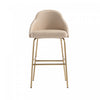 Gracie Modern Metal Upholstered Barstool in Tan and Gold Armoire | Tabouret de bar moderne Gracie en metal et tissu, coloris beige et dore