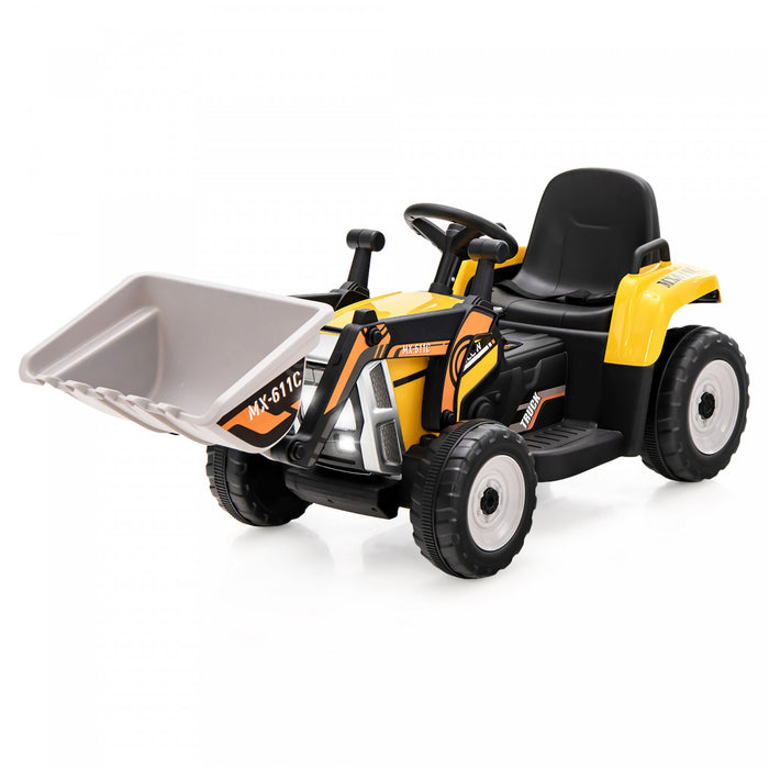 Costway Kids Ride On Excavator Digger 12v Electric Tractor Rc W/ Digging Bucket Yellow