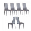 Ava Modern Diamond Grid Pattern Dining Chair Set (6-Pack) with Fireproof Leather and Metal Frame,Grey  | Ensemble de chaises de salle a manger modernes Ava avec motif de grille en diamant (lot de 6), cuir ignifuge et cadre en metal, gris