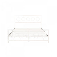 Robert Metal Construction Bed Frame With Circular Design Headboard And Footboard,king Size,white King Bed 