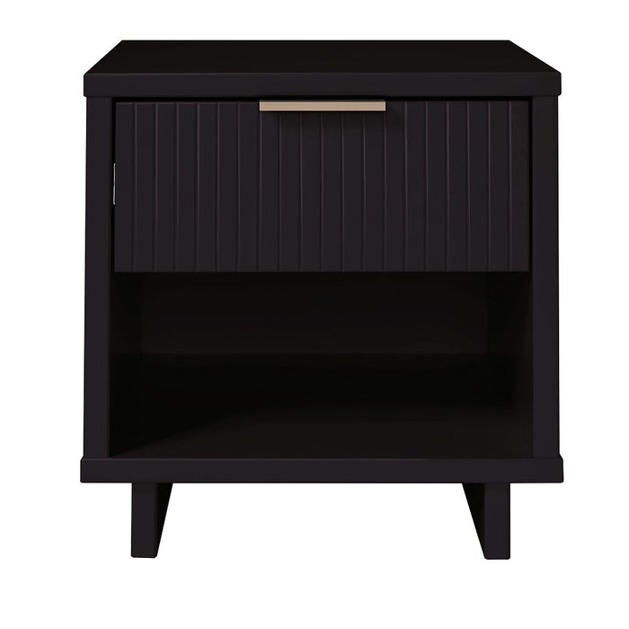 Manhattan Comfort Granville Modern Nightstand with 1 Full Extension Drawers - Black