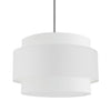 Dainolite Priya 4 Light Pendant 22" Dia Polished Chrome White Shade Lamp|Luminaire suspendu Priya de Dainolite de 22 po de diamètre avec abat-jour blanc, fini chromé poli et 4 ampoules