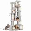 PawHut 79" Tall Cat Tree for Indoor Large Cats Adult, Multi-Level Kitty Tower Split Baseboard, 2 Condos, 2 Beds, 5 Sisal Scratching Posts, Hammock, Self-Grooming Brush