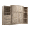 Bestar Pur Queen Murphy Bed with Shelving and Drawers 126-Inch Wall Bed