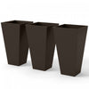 Outsunny 28\" Tall Plastic Planters, Set of 3 Garden Flower Pots, Brown