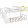 Liam Floor Bunk Bed with Ladder and Storage,Twin over Twin,White Twin Bed | Lit superpose Liam au sol avec echelle et rangement, simple sur simple, blanc