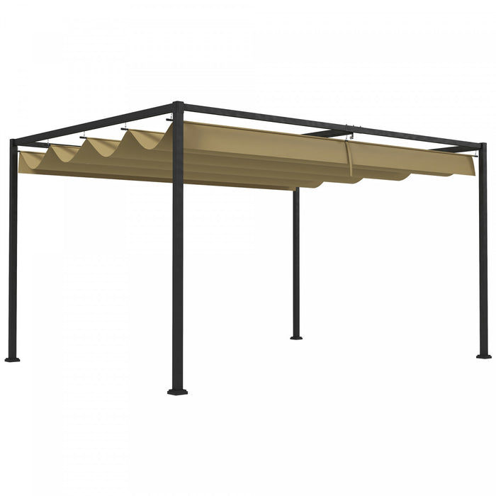 Outsunny 10' X 7' Patio Pergola With Retractable Canopy, Khaki