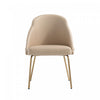 Gracie Modern Metal Vegan Leather Dining Chair in Tan and Gold | Chaise de salle a manger moderne Gracie en metal et cuir vegetalien, coloris beige et or