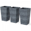 Outsunny Set of 3 Tall Planters, Indoor and Outdoor Flower Pot Set, Grey