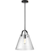 Dainolite Polly 1 Light Pendant Medium Matte Black Finish Clear Glass Lamp|Luminaire suspendu moyen Polly de Dainolite en verre transparent, avec fini noir mat et 1 ampoule