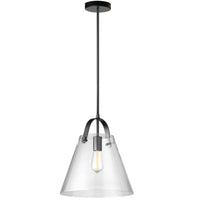 Dainolite Polly 1 Light Pendant Medium Matte Black Finish Clear Glass Lamp