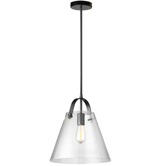 Dainolite Polly 1 Light Pendant Medium Matte Black Finish Clear Glass Lamp
