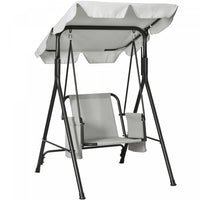Outsunny 1-seat Patio Swing Chair With Adjustable Canopy And Cushions