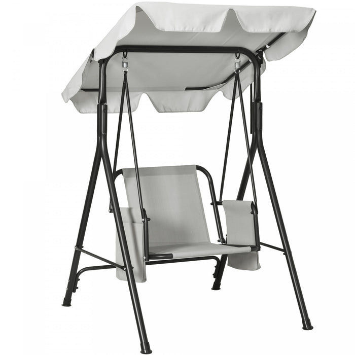 Outsunny 1-seat Patio Swing Chair With Adjustable Canopy And Cushions
