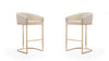 Louvre Mid-Century Modern Metal Upholstered Barstool in Cream - Set of 2 | Tabouret de bar rembourre en metal style mid-century moderne Louvre, creme - Lot de 2