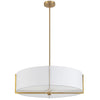 Dainolite Preston 4 Light Pendant 26" Dia Aged Brass White Shade Lamp|Luminaire suspendu Preston de Dainolite de 26 po de diamètre avec abat-jour blanc, fini laiton vieilli et 4 ampoules