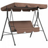 Outsunny 3-seat Patio Swing Chair With Adjustable Canopy Brown|Outsunny Balancoire De Patio 3 Places Avec Auvent Reglable, Marron