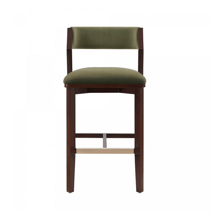 Patricia Modern Wood Upholstered Barstool in Turtle Green Bar Stool