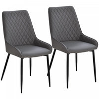 HOMCOM Dining Chairs Set of 2, PU Leather Kitchen Chairs with Steel Legs