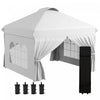 Outsunny 10' X 10' Outdoor Pop Up Canopy Tent With 4 Sidewalls, White|Outsunny Tente D'exterieur Escamotable 10' X 10', 4 Parois Laterales, Blanc