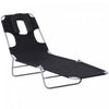 Outsunny Outdoor Lounge Chair, Adjustable Folding Chaise Lounge, Black