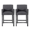 Lewis 26" Seat Height Counter Stools Set Of 2 With Upholstered Fabric And Solid Wood Legs - Charcoal | Ensemble De 2 Tabourets De Comptoir Lewis, Assise De 66 cm – Tissu Rembourre Et Pieds En Bois Massif - Charbon
