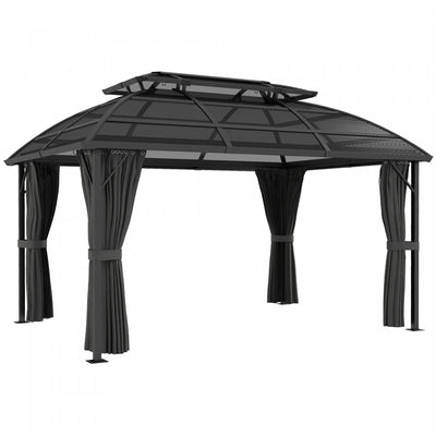 Outsunny 13' X 10' Patio Gazebo, Double Roof Outdoor Gazebo For Lawn, Black