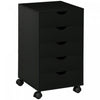 Homcom 5 Drawer File Cabinet Storage Organizer With Wheels, Black|Homcom Organisateur De Rangement De Fichiers 5 Tiroirs, Noir