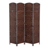 Homcom Double Hinged Woven Wicker Room Divider And Privacy Screens|Homcom Separateur De Piece En Osier Tisse A 4 Panneaux 6ft