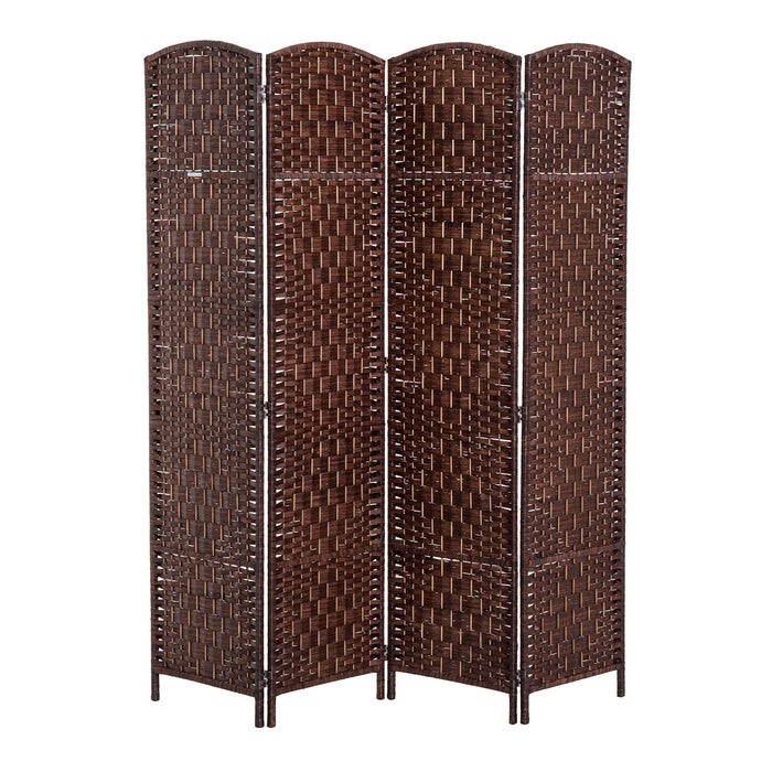 Homcom Double Hinged Woven Wicker Room Divider And Privacy Screens