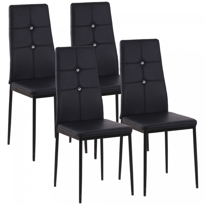 HOMCOM Dining Chairs Set of 4, Faux Leather Side Chairs with High Back