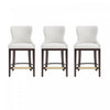 Blair Modern Wood Upholstered Counter Stool in White - Set of 3 Bar Stool | Tabouret de comptoir Blair moderne en bois et tissu blanc - Lot de 3