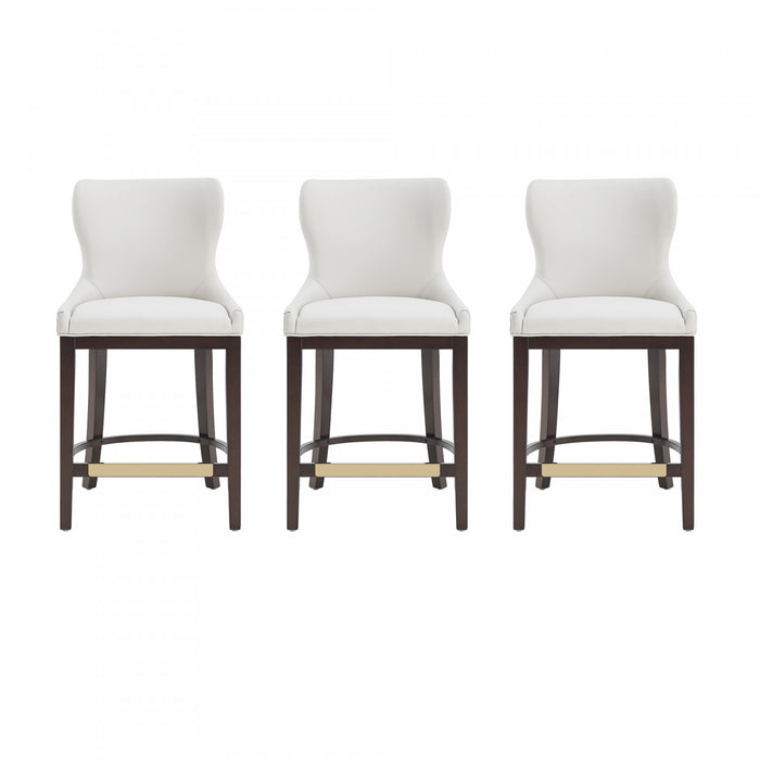 Blair Modern Wood Upholstered Counter Stool in White - Set of 3 Bar Stool