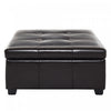Liam 34.25\" Large Square Faux Leather Ottoman Coffee Table with Storage,Chocolate