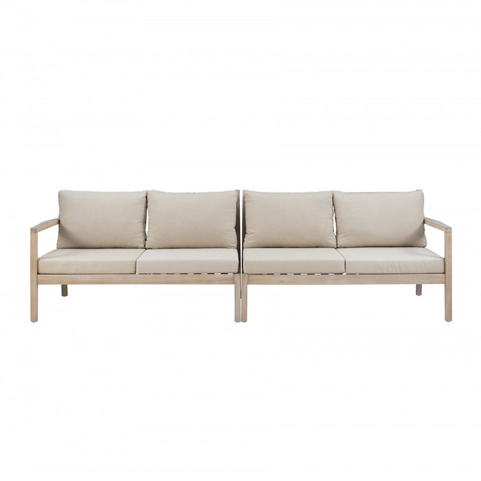 Teagon Natural Beige Outdoor Patio Loveseat - Set of 2