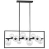 Dainolite Glasgow 10 Light Horizontal Pendant Square Frame Matte Black Finish Clear Glass Lamp|Luminaire suspendu horizontal Glasgow de Dainolite en verre transparent, avec cadre carré, fini noir mat et 10 ampoules