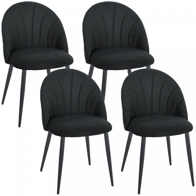 HOMCOM Dining Chairs Set of 4 Kitchen Chairs with Metal Legs Black