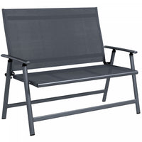 Outsunny Folding Patio Chair For 2 People With Armrest, Mesh Fabric Seat