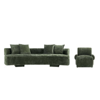 Verandah Mid-Century Modern 2-Piece Sofa Set in Olive Green 