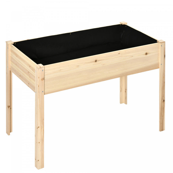 Outsunny 46'' X 24'' Raised Garden Bed, Wooden Elevated Planter Box With Non-woven Liner For Vegetable, Flower, Herb In Patio, Backyard, Balcony