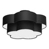 Dainolite Phlox 3 Light Flush Mount Large Matte Black Black/White Shade Lamp|Grand plafonnier affleuré Phlox de Dainolite avec abat-jour noir et blanc, fini noir mat et 3 ampoules