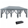 Outsunny 10'x20' Pop Up Canopy Tent With 6 Removable Mesh Sidewalls Gray|Outsunny Tente D'auvent 10'x20' 6 Parois Laterales Maille Amovibles, Gris