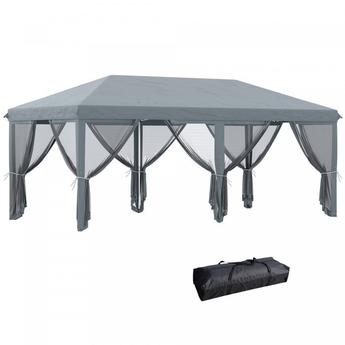 Outsunny 10'x20' Pop Up Canopy Tent With 6 Removable Mesh Sidewalls Gray